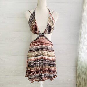 NWT Dainty Hooligan - Multicolor striped cutout halter dress, S